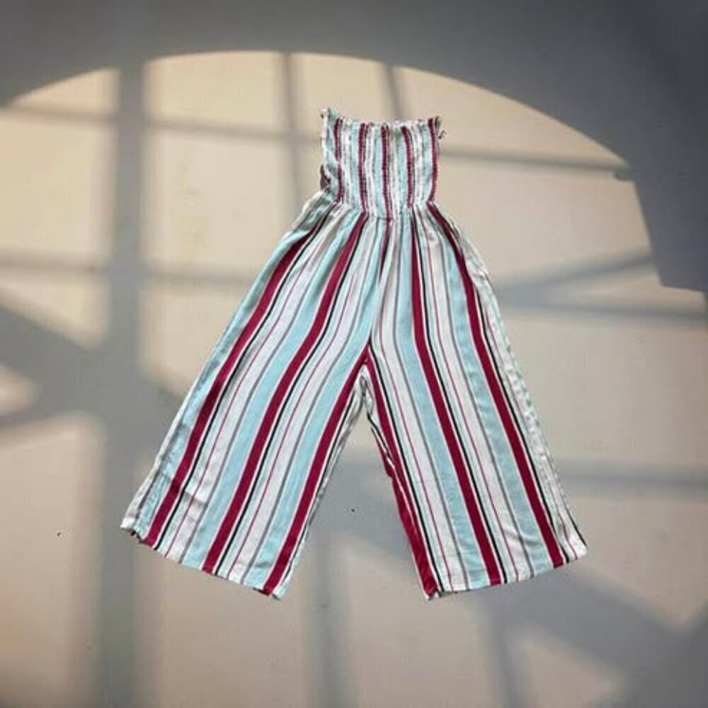 STRAPLESS COLORFUL PINSTRIPE ROMPER - Picture 3 of 6
